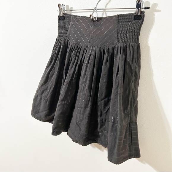 Anthropologie Staring at Stars Metallic Striped Full Mini Skirt Lined Elastic - Picture 2 of 10